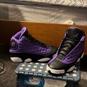 Jordan Black and Purple Basketball Sneakers